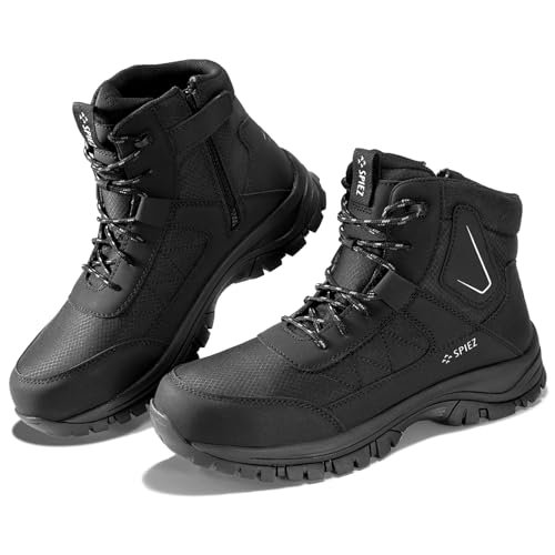 SPIEZ Sicherheitsschuhe Herren S3 Sicherheitsstiefel Rutschfest Antistatisch Stahlkappenschuhe Wasserabweisend Arbeitsschuhe Schwarz EU 43