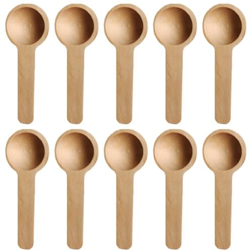 Bemvp 10 Stück Mini-holzlöffel, Kleine Salzlöffel, Süßigkeitenlöffel, Babylöffel, Servierlöffel Zum Würzen Von Gewürzgläsern, Honig, Kaffee