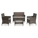 SVITA BROOKLYN Gartenmöbel Poly Rattan Sitzgruppe Essgruppe Set Sofa-Garnitur Lounge (Braun)