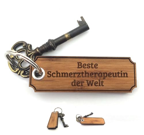 Mr. & Mrs. Panda Schlüsselanhänger Schmerztherapeutin - Geschenk, Gratulation, Geschenke, Ausbildung, Schlüsselanhänger Holz, Holzschlüsselanhänger,