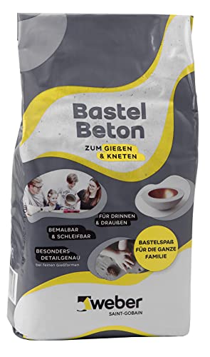 WEBER | Bastelbeton 5 kg | zum Gießen & Kneten | bemalbar, lackierbar, schleifbar | für Hobby- & Kreativarbeiten | für Innen & Außen | Beton zum Basteln Bastelzement