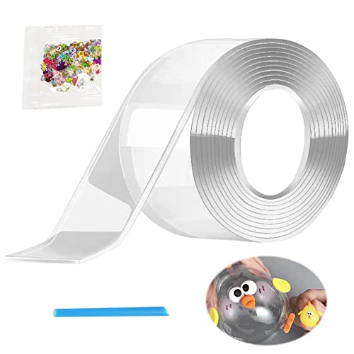 Nano Tape Bubbles Set, Bubble Tape, Bubble Tape DIY, Blowing Bubble Tape, Nano Tape Bubbles mit Pailletten, Bubble DIY Craft Kit mit Strohhalme und Glitzer für Mädchen Jungen