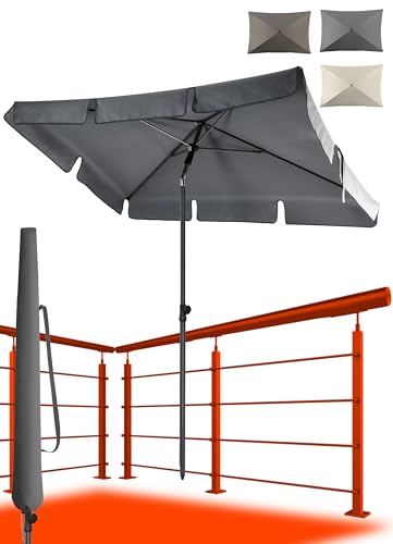 4smile Sonnenschirm Balkon SunnyShade, 200 x 125 cm, Anthrazit - UPF 50+ Sonnenschirm rechteckig als Sonnenschutz Balkon - Balkon-Schirm mit Sonnenschirmhülle