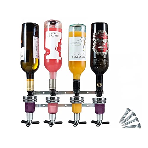 Flaschenhalter Wand und Dosierer, Baroptik für Homebar, Optik Spender für Spirituosen, Bar Butler Getränkespender für Home Pub, 4 Fach