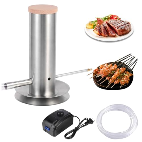 DASIAUTOEM Kaltrauchgenerator aus Edelstahl, Rauchgenerator, Kaltraucherzeuger Elektrisch mit Deckel und Pumpe, Lebensmitteln und Fleisch, BBQ Rauch Erzeuger