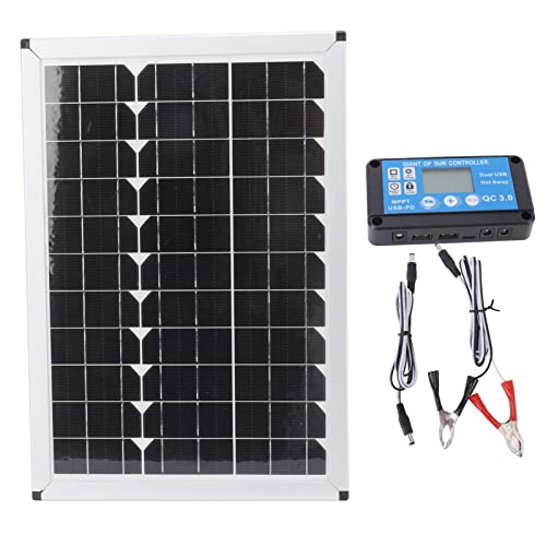 TOTITOM Solarpanel-Kit, 100 W Solarpanel-Kit Monokristallines Solarmodul mit wasserdichtem 20 A 12 V 24 V-Controller für Autocamping 2024 NEU