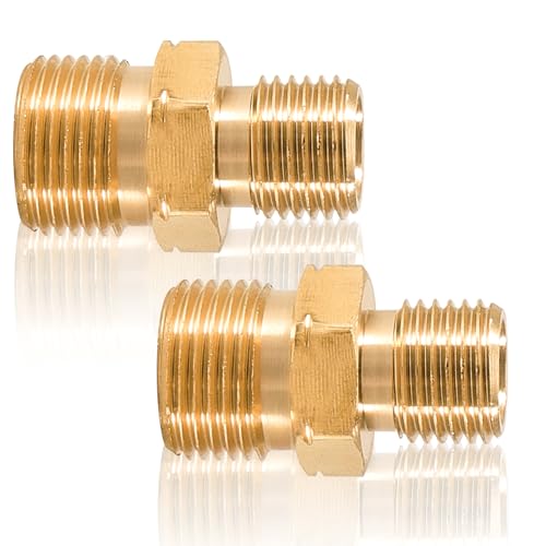 Gasschlauch Verbinder Doppelnippel, 2 Stück Doppelnippel Kupplung Propan Acetylen Gasschlauch, 1/4" Rechts auf 3/8" Links AG, Propan Acetylen Kupplung Schlauch Messing, DN8 X DN10 Außengewinde
