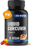 Curcumin Curcuma (Kurkuma) NovaSol® Curcumin - 60 Kapseln mit 185x Verbesserter Bioverfügbarkeit - mit Vitamin D3 (200 IU) - 60 Kapseln Hochdosiert - Liquid Kurkuma Kapseln - aus Deutschland