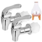 2 Stück Getränkespender Zapfhahn,Wasserspender Ersatz Zapfhahn,Zapfhahn Getränkespender,Kompensator Zapfhahn,Wasserspender Für Kalte Und Heiße Getränke Kaffee Saft Water Dispenser Faucet (Silber)