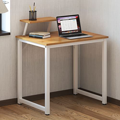 SogesHome Computertisch 80 cm Schreibtisch Arbeitstisch mit Speicherplatine Bürotisch für PC und Laptop aus Holz und Metall