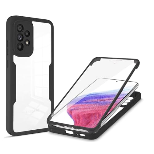 Rnrieyta Miagon 360 Grad Hülle für Samsung Galaxy A23 5G/4G,Ganzkörper Schutzhülle mit Eingebauter Displayschutzfolie Full Body Silikon Case Durchsichtige Bumper,Schwarz