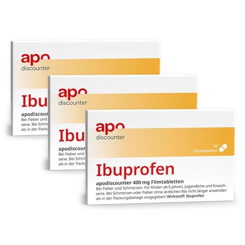 apodiscounter Ibuprofen 400 mg Schmerztabletten (3x 50 Stk) - schnell wirksam & stark gegen Schmerzen