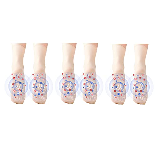 Tourmaline Ionic Body Shaping Stretch Socks, Tourmaline Acupressure Body Shaping Stretch-Socken, Rapid Detox Turmalin Socken, Rutschfeste Kristallseidensocken (3 Paar, C(Hautfarbe))