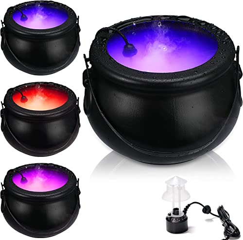 Halloween Hexenkessel Nebelmaschine LINISME Fogger Mist Maker Sprayer Hexenkessel Rauchmaschine mit 12 LED Farbwechselnde Halloween Atmosphären Szenenlayout Party Requisite(20 * 20 * 13 cm)