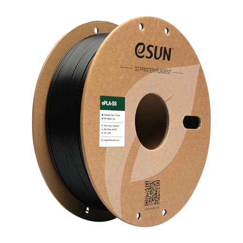 eSUN PLA Filament 1.75mm, ePLA Hohe Geschwindigkeit 3D Drucker Filament Maßgenauigkeit +/- 0.03mm, 1KG Spule (2.2 LBS) Super Speedy PLA Filament für High Speed Drucker, Schwarz