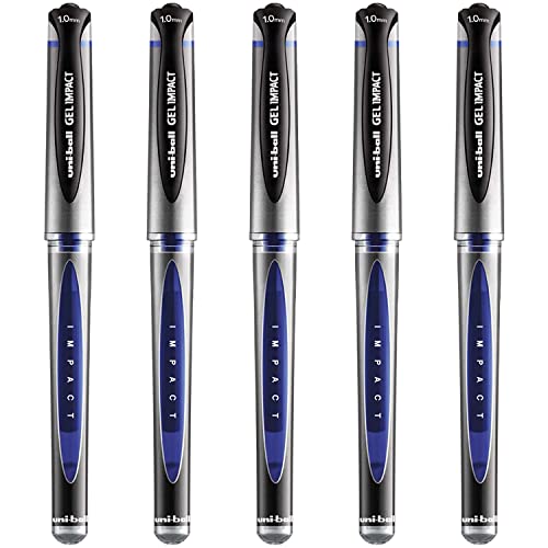 uni-ball UM-153S Gel Impact breite Tintenroller, 1 mm Spitze, 0,6 mm Strichbreite, blaue Tinte, 5 Stück