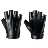 LUFFLOK Fingerlose Handschuhe für Herren und Frauen, PU Kunstleder Fingerlose Handschuhe, Halbe Fingerhandschuhe Winter Warme Handschuhe, Thermische Handschuhe, Handschuhe Ohne Fingerkuppen (Schwarz)