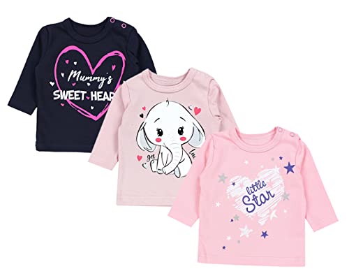 TupTam Unisex Baby Langarmshirt mit Spruch Aufdruck 3er Set, Farbe: Mädchen 2, Größe: 86