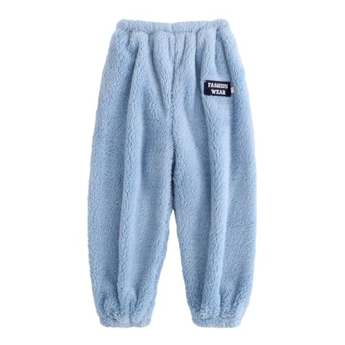 Generisch 2025 - Fuzzy-Pyjamahose aus Fleece mit elastischem Bund für Mädchen Babysachen Junge Hosen (Light Blue, 12-18 Months)