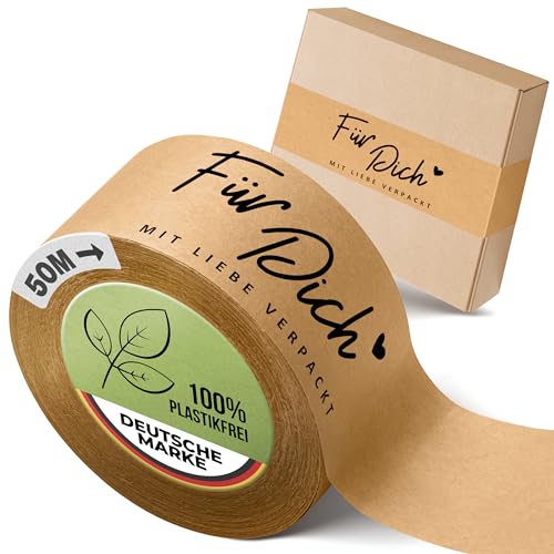 Smilivery Paketband mit Text - 50m x 50mm Klebeband, Umweltfreundliches Verpackungsband für Unternehmen, Kundenbindungs-Klebeband, Bedrucktes Paketklebeband, Hohe Klebekraft (Für Dich)