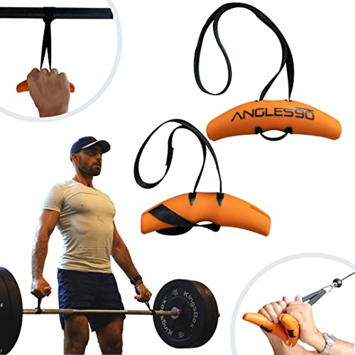 Angles90 Dynamische Fitness Griffe - Befestigbar an Klimmzugstangen - Anwendbar auf Latzug Maschinen und Rudergeräten - Ideal für Kabelzug und Kraftmaschinen - Trainingsgriffe Fitness - Pull Up Grip