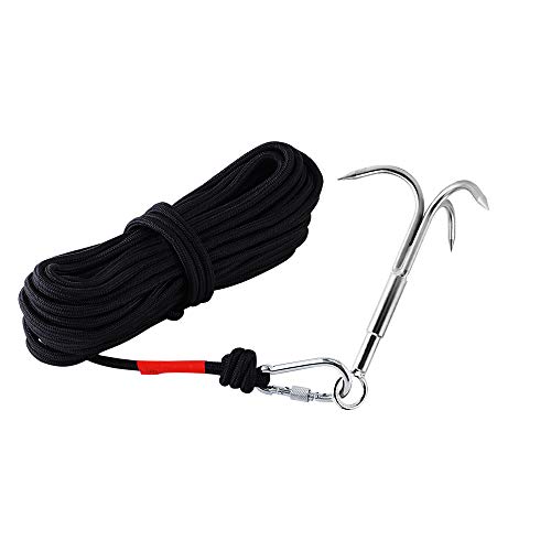 Ant Mag Grappling Haken Enterhaken mit Seil Grappling Haken Edelstahl mit 6mm 20m Kletterseil zum Klettern im Freien und zur Bergung unter Wasser