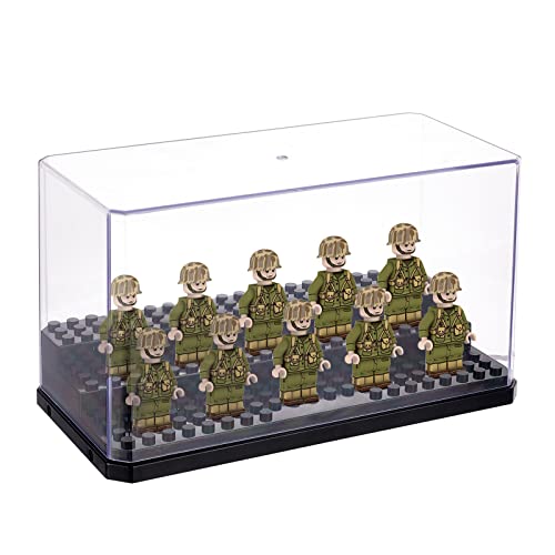 OLYCRAFT Acryl Vitrine 3-Schicht Mini Figuren Schaukasten Staubdichte Modell Vitrine 17.3x8.2x10.5cm Minifiguren Vitrine Für Ziegelstein Block Actionfiguren Aufbewahrungs Display-Schwarz Grundplatte