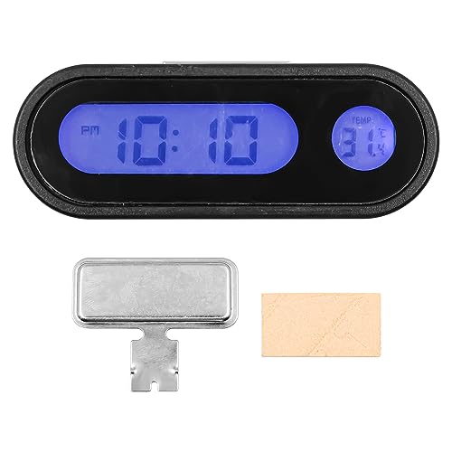 DollaTek 2-in-1-Armaturenbrettuhr mit Nachtanzeige und Thermometer, Fahrzeug-Armaturenbrettuhr für Universalautos