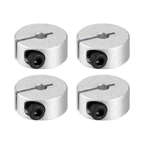 PATIKIL Geteilte Stellringe 6mm Bohrung 20mm OD 8mm Dicke, 4er Pack Aluminiumlegierung Tiefenanschlagringe Klemm mit Gewindestift für die Maschinenbauindustrie, Silber