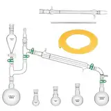 Labasics Labor Destillation Kit für Wesentlich Öl Extraktion, 500 ml Wesentlich Öl Destillation Kit 20 Stück Borosilikat Glas Destillation Geräte für 24/40 Dampf Destillation Set Labor Glaswaren