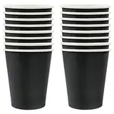 250ml Schwarz Papier Partybecher,16 Stück Schwarz Pappbecher,Trinkbecher Hochzeit Einwegbecher Disposable Cups für Hochzeit,Kinder DIY,Partybedarf,Tee,Heißen und Kalten Getränken Einwegkaffee Becher