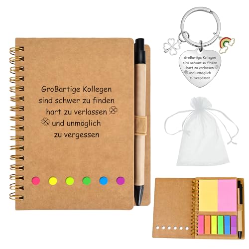 JurciCat Abschiedsgeschenk kollegen Notizbuch 4 teiliges Set Kleine geschenke für kollegen abschiedsgeschenk kollegen jobwechsel Dankeschön geschenke