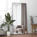 NEUWEABY Ganzkörperspiegel 165 x 60 cm Bodenspiegel, großer schwarzer Spiegel, Rechteckiger Spiegel für Schlafzimmer, Wohnzimmer, zum Aufhängen oder Anlehnen an die Wand, Rahmen aus