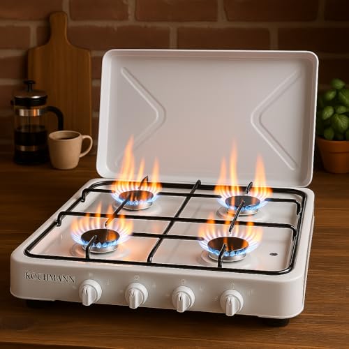 Gaskochfeld in elegantem Weiß – 4 Flammig Kochfeld für stilvolles Kochen