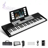 TERENCE Keyboard Piano 61 Tasten Duale HiFi-Lautsprecher e Piano mit 51 Funktionstasten LED-Anzeige Duale Tastatur 2 Stromoptionen Digital Piano Unterstützung für Headset und Mikrofon