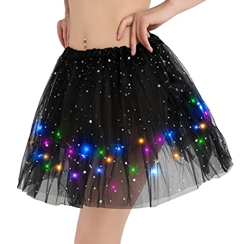 Kefiyis Tüllrock Damen LED Tütü Erwachsene Teenager Tutu Party Ballett Tanzen Fancy Dress Halloween Kostüm