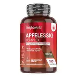 Apfelessig Kapseln - 1860mg Apfelessig Komplex mit Essigmutter & Probiotika mit Lactobacillus Gasseri, Kurkuma, Ingwer & Cayenne Pfeffer - 180 Stück für 2 Monate - Apple Cider Vinegar - WeightWorld