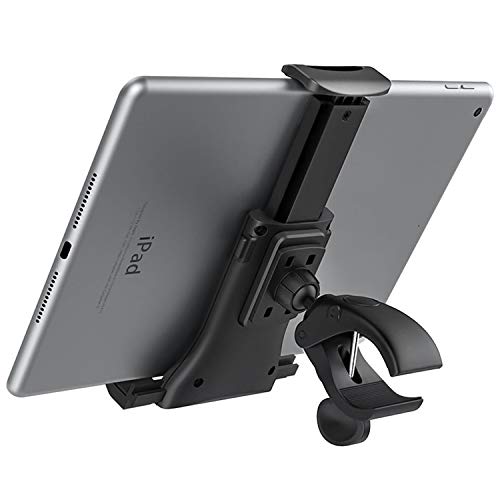 MoKo Handyhalterung, 360° Drehbar Handyhalter für 4-11" Handy Tablet, Einstellbar Fahrrad Laufband Halter für iPad 10.2 10th/2022, iPad Air 5 10.9, iPhone 14, iPad Pro, Air 3, Mini 5, Tab S6 - Schwarz