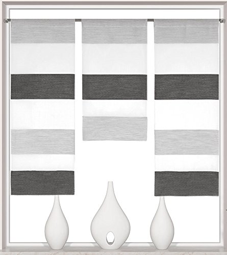 Decocompany Home Mini Flächenvorhang Set anthrazit TeileScheibengardine Gesamtbreite 2280 03 90x80 cm