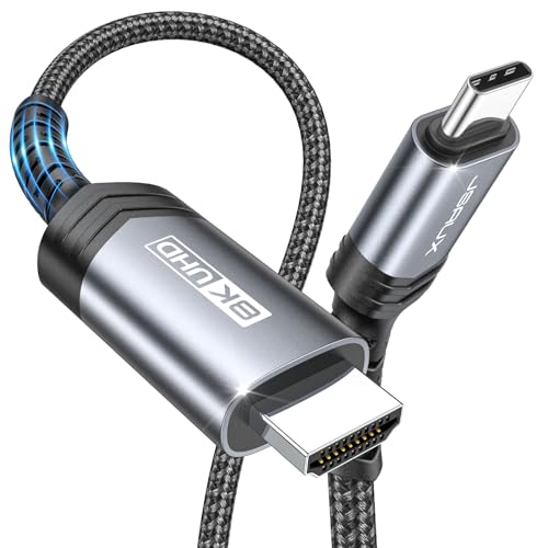 JSAUX USB C auf HDMI 2.1 Kabel [8K@60Hz 4K@240Hz] 2m Aluminium Typ C auf HDMI Ultra High-Speed geflochtenes Kabel [Thunderbolt 4/3] 48Gbps/HDR/HDCP 2.3 Kompatibel mit Laptop, Tablet, Galaxy S23