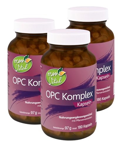 KOPP Vital® OPC Komplex Kapseln | 97 g | 3 x 180 Kapseln | Vitalstoffen | Vitamin C | Traubenkern-Extrakt | Kiefernrinden-Extrakt (3)