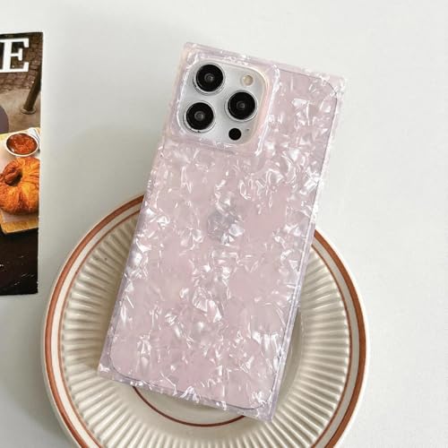 FYYFTYT Luxuriöse Fantasy-Laserschale mit Marmormuster, glänzend, weich, stoßfest, Schutz, Stoßstangenrückseite (für iPhone 14 Pro/Pink)