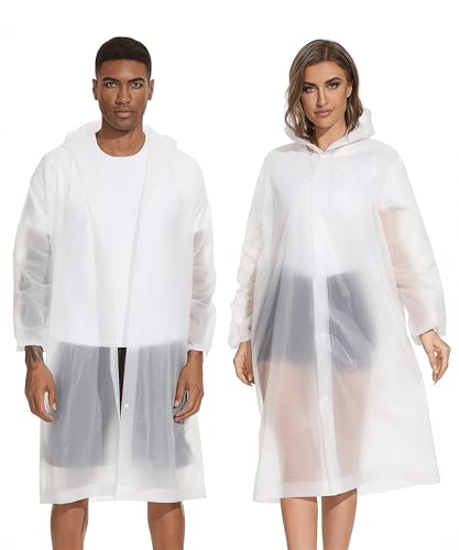 2 Stück Regenponcho Wiederverwendbar für Damen & Herren – Tragbarer, Wasserdichter Regencape aus EVA für Fahrrad, Wandern, Camping, Angeln, Festival & Outdoor