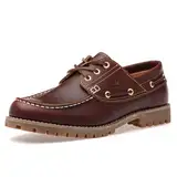 SL-Saint 1 Handgefertigte Herren Classic Boat&Deck Schuhe Moc Toe Lace Up Full Grain Leder Bequeme Mode Casual (Braun, Erwachsene, Herren, 42.5, Numerisch, EU Schuhgrößensystem, Breit)