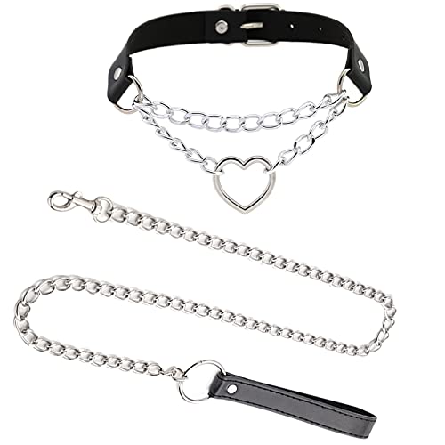 AROROMI Fetisch SM Fesseln Halsbänder Bondage Leder Halsband Erwachsene Sex Spielzeug Flirt SM Halsband Leine Ketten Set