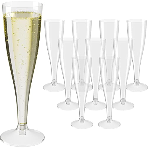 WELLGRO Sektgläser Set aus Kunststoff 100ml mit Eichstrich Sektkelch glasklar BPA-frei Mehrweg Wiederverwendbar Champagner Prosecco, Stückzahl:120 Stück