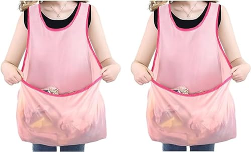 ZSENSO Sleeveless Laundry Apron, Laundry Apron With Pouch, Portable Clothes Drying Apron, Waterproof Laundry Bib Apron, for Domestic Laundry, Outdoor Use (One Size,2PCS-A)