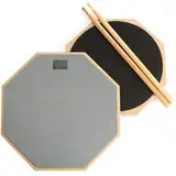 Tebery 12 Zoll Drum Practice Pad, mit 5A Drum Sticks, 2-seitig Silent Rubber Dumb Drum für Anfänger, Grau, 30.5cm