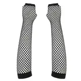 Piriuuo Damen Lange Netzhandschuhe, Schwarze Lange Netzhandschuhe für DamenHandschuhe Netz Armstulpen für 80er Jahre Verkleidung Kostüm Party Lieferungen Cosplay, Hochzeit, Abendparty, Kostümzubehör