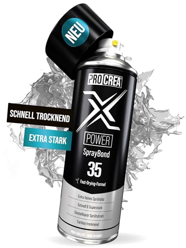 PROCREA® Sprühkleber "X35 Power" [Schnellklebend & Farblos trocknend] Extra starker & wasserfester Industriekleber für Dachhimmel, Stoff, Schaumstoff uvm. - Profi-Qualität [NEUE REZEPTUR 07/24]